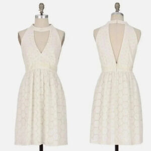 NWOT Anthropologie ANNA SUI 0 Dress GRANDE JATTE Eyelet Halter Cotton Floral